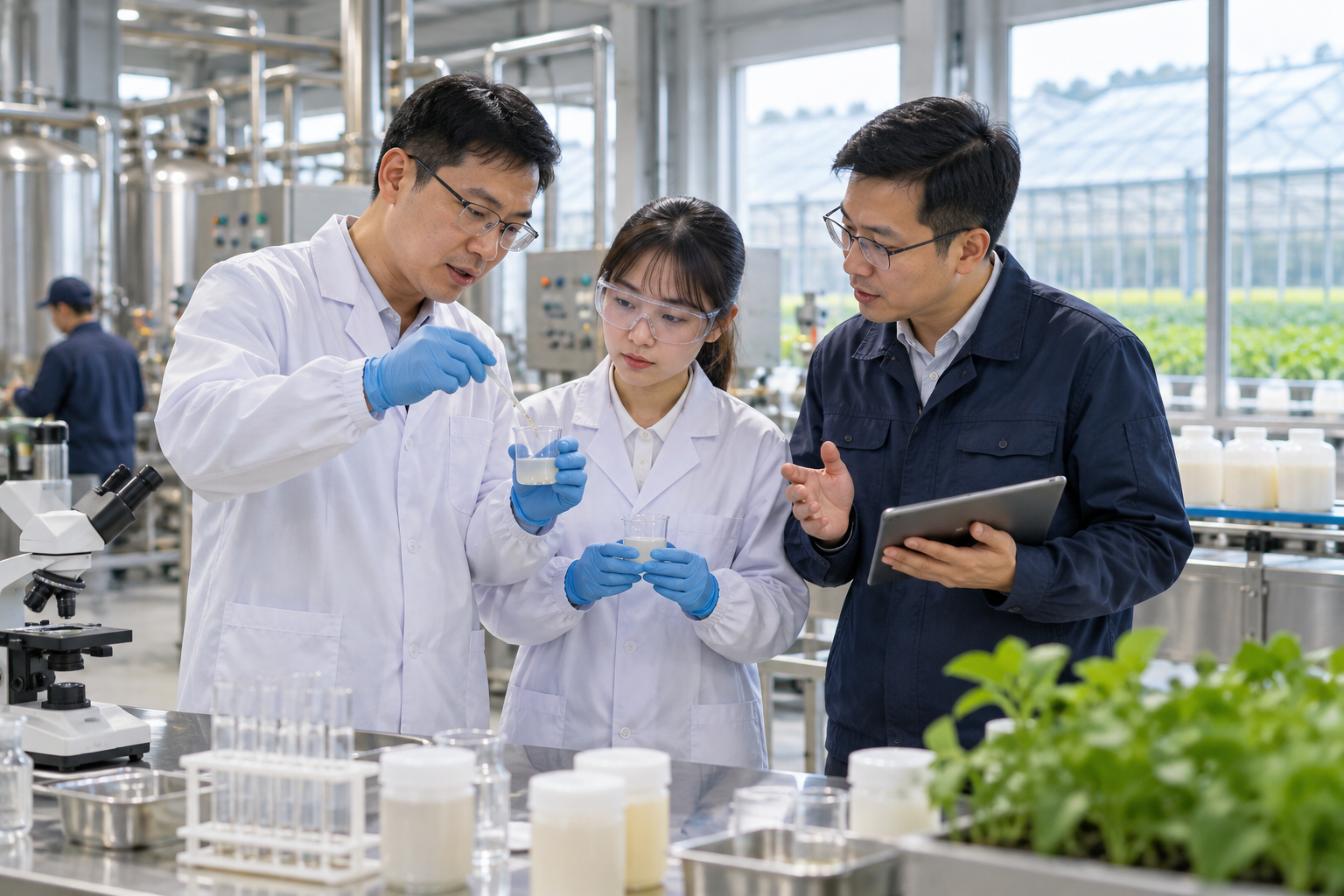 荷皇生物青苗计划学员在业务导师与技术导师指导下开展岗前培训与车间实践